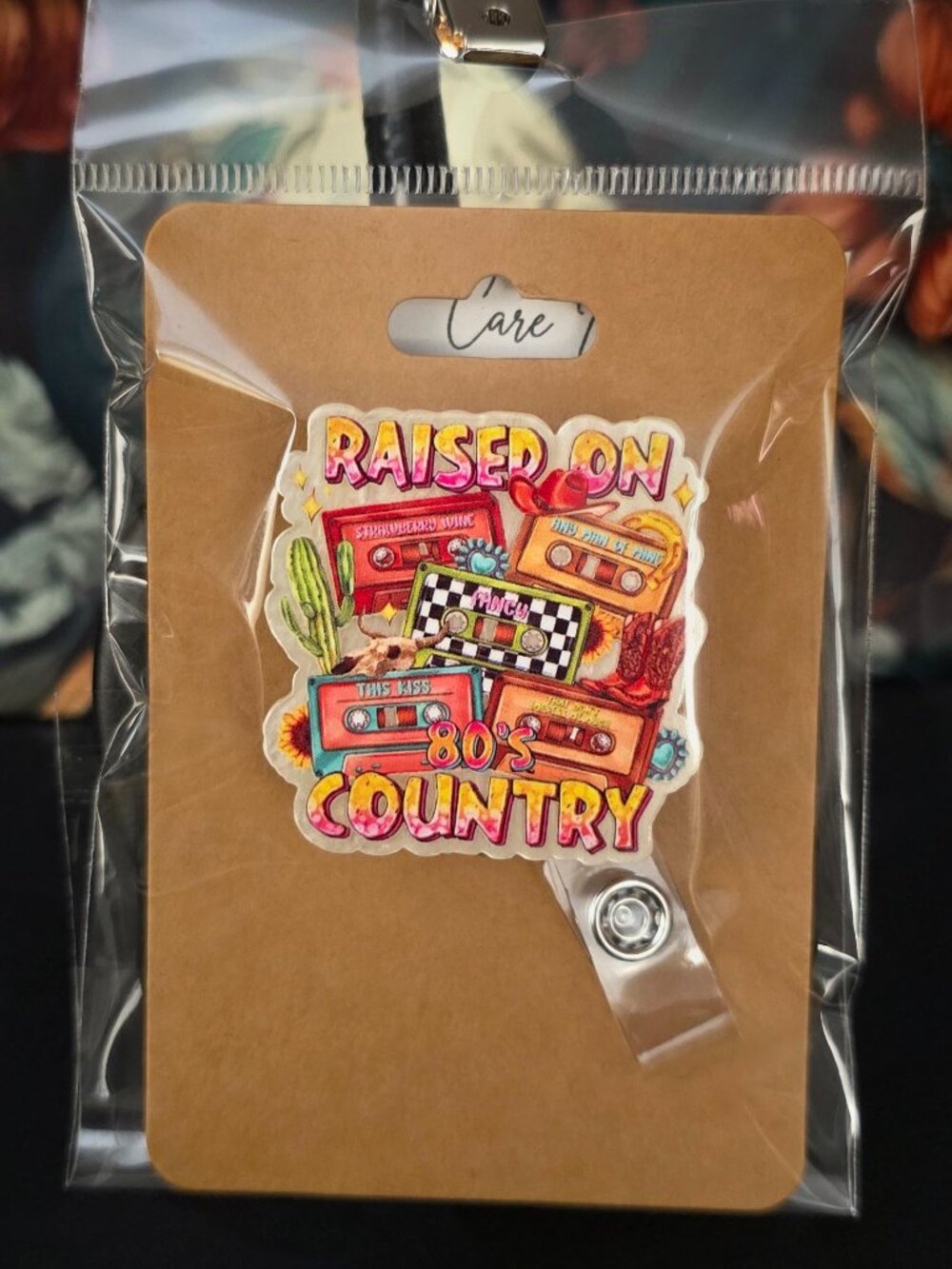 Raised on 80's Country Novelty Acrylic Badge Reel ID Holder